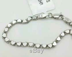 14k Solid White Gold Heart Link Bracelet Chain 5.5 2.9mm Baby Girl Child
