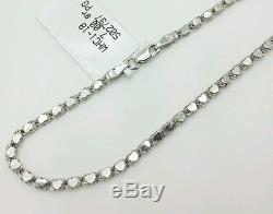 14k Solid White Gold Heart Link Bracelet Chain 7 2.9mm Women