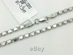 14k Solid White Gold Heart Link Bracelet Chain 7 2.9mm Women