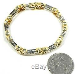 14k Two-Tone Gold Over With 3.58 Ct Diamonds'X' Link Women's Bracelet 7 Inches