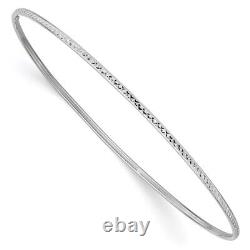 14k White Gold 1.5mm Diamond-Cut Slip-on Bangle Bracelet 8 1.39 gm