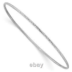 14k White Gold 1.5mm White Gold Diamond-Cut Slip-on Bangle Bracelet 8 inch