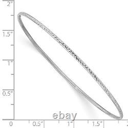 14k White Gold 1.5mm White Gold Diamond-Cut Slip-on Bangle Bracelet 8 inch