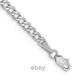 14k White Gold 3.35mm Semi-Solid Curb Chain Bracelet