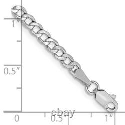 14k White Gold 3.35mm Semi-Solid Curb Chain Bracelet