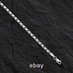 14k White Gold 7 Mirror HEART Chain Link Bracelet 3 mm 3 grams