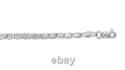 14k White Gold 7 Mirror HEART Chain Link Bracelet 3 mm 3 grams