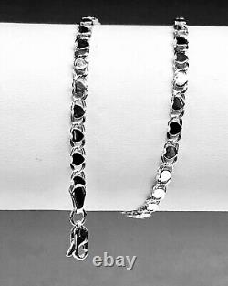 14k White Gold 7 Mirror HEART Chain Link Bracelet 3 mm 3 grams