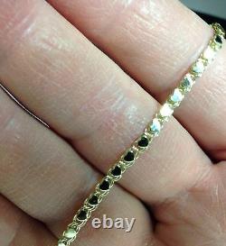 14k White Gold 7 Mirror HEART Chain Link Bracelet 3 mm 3 grams