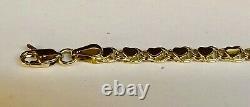 14k White Gold 7 Mirror HEART Chain Link Bracelet 3 mm 3 grams