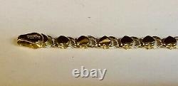 14k White Gold 7 Mirror HEART Chain Link Bracelet 3 mm 3 grams