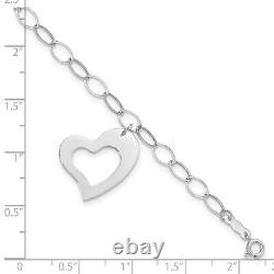 14k White Gold Dangle Heart Bracelet For Womens