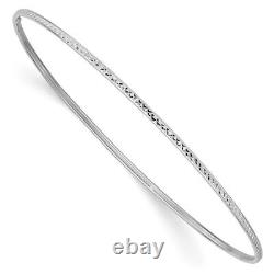 14k White Gold Diamond-Cut 1.5mm Slip-on Bangle Bracelet 1.47gram
