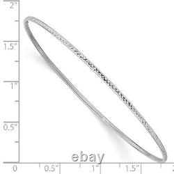 14k White Gold Diamond-Cut 1.5mm Slip-on Bangle Bracelet 1.47gram