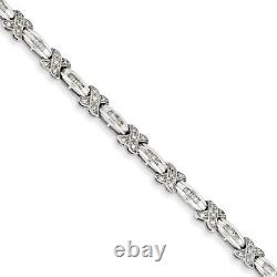 14k White Gold Diamond X Bracelet Valentine Gift for Womens 12.24g L-7in