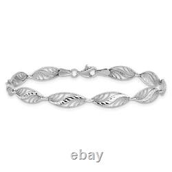 14k White Gold Filigree 7.25 Inch Bracelet Chain Fancy Fine Jewelry Women Gifts