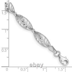 14k White Gold Filigree 7.25 Inch Bracelet Chain Fancy Fine Jewelry Women Gifts