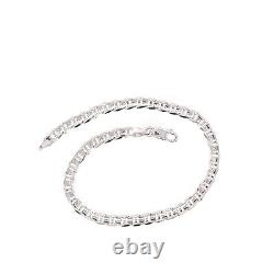 14k White Gold Flat Mariner Link Bracelet