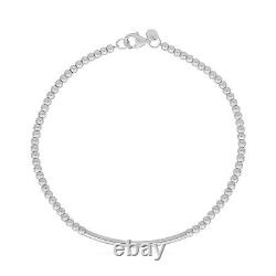 14k White Gold High Polish Bead Bar Bracelet (2.50 mm)