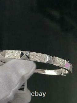 14k White Gold Natural White Diamonds 1.32ct G/VS1 Spike Bangle Bracelet 7 L