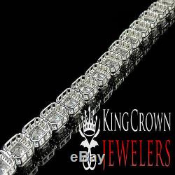 14k White Gold On Sterling Silver Mens Ladies Lab Diamond Crystal Clear Bracelet