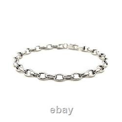 14k White Gold Oval Rolo Bracelet (4.60 mm)