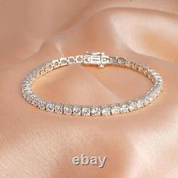 14k White Gold Plated Round Natural Moissanite Women's Wedding Tennis Bracelet