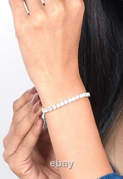 14k White Gold Plated Round Natural Moissanite Women's Wedding Tennis Bracelet