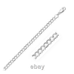 14k White Gold Solid Curb Bracelet (4.70 mm)