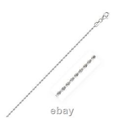 14k White Gold Solid Diamond Cut Rope Bracelet (1.80 mm)