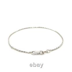 14k White Gold Solid Diamond Cut Rope Bracelet (1.80 mm)