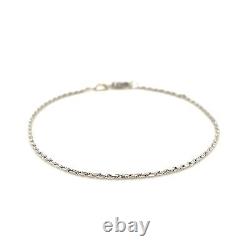 14k White Gold Solid Diamond Cut Rope Bracelet (1.80 mm)