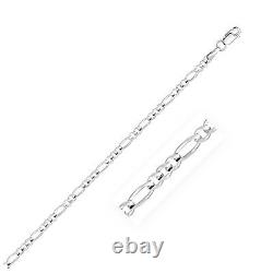 14k White Gold Solid Figaro Bracelet (2.60 mm)