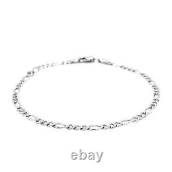 14k White Gold Solid Figaro Bracelet (2.60 mm)