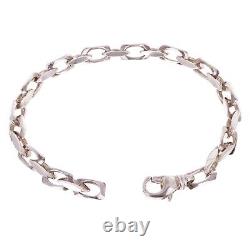 14k White Gold Solid Handmade Rectangle Link Chain Bracelet 8 5.5mm 31.8 grams
