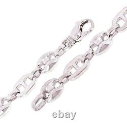 14k White Gold Solid Puffy Mariner Link Chain Bracelet 7 10.7mm 37.9 gram