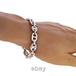 14k White Gold Solid Puffy Mariner Link Chain Bracelet 7 10.7mm 37.9 gram