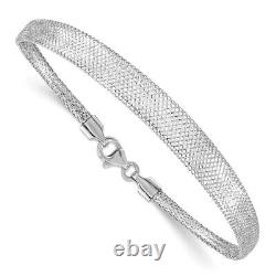 14k White Gold Stretch Mesh Graduated Bracelet Gift for Women