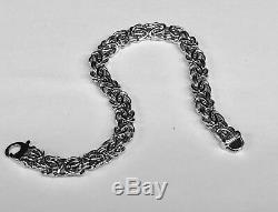 14k White Gold Super Byzantine Fashion Link Men's Bracelet 8 7mm 7.5 grams