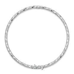 14k White Gold Textured Slip-on Bangle 8 in Bracelet for Women 2.45g