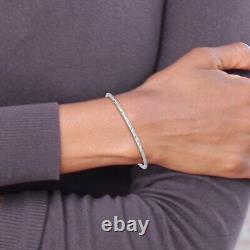 14k White Gold Textured Slip-on Bangle 8 in Bracelet for Women 2.45g