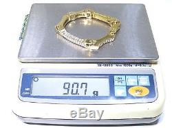 14k Yellow Gold 3.40ct White Diamond Rotatable Solid Bone Bangle Bracelet