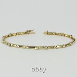 14k Yellow Gold, Cubic Zirconia Bar Link Tennis Bracelet 7