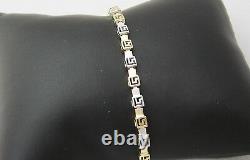 14k Yellow / White Gold 7 Inch Keyhole Link Bracelet, Fabulous N341-a