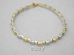 14k Yellow / White Gold 7 Inch Keyhole Link Bracelet, Fabulous N341-a