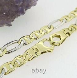 14k Yellow & White Gold Chain Anchor/Marine Link Bracelet 8'