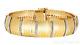 14k Yellow+White Gold Cleopatra Bracelet with White Gold Sparkle Bars