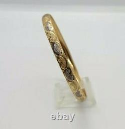 14k Yellow White Gold Diamond-cut Bangle Bracelet