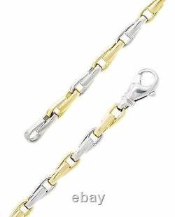 14k Yellow & White Gold Handmade Fashion Link Bracelet 7.75 5.5mm 23.9 grams