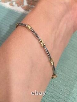 14k Yellow & White Gold Hugs and Kisses Bracelet 7 Inches